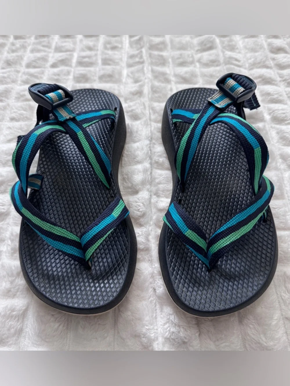 Chaco 9 Tegu Blue & Green Strap Sandals ~ Outdoor Hiking Water Adjustable - Picture 2 of 8